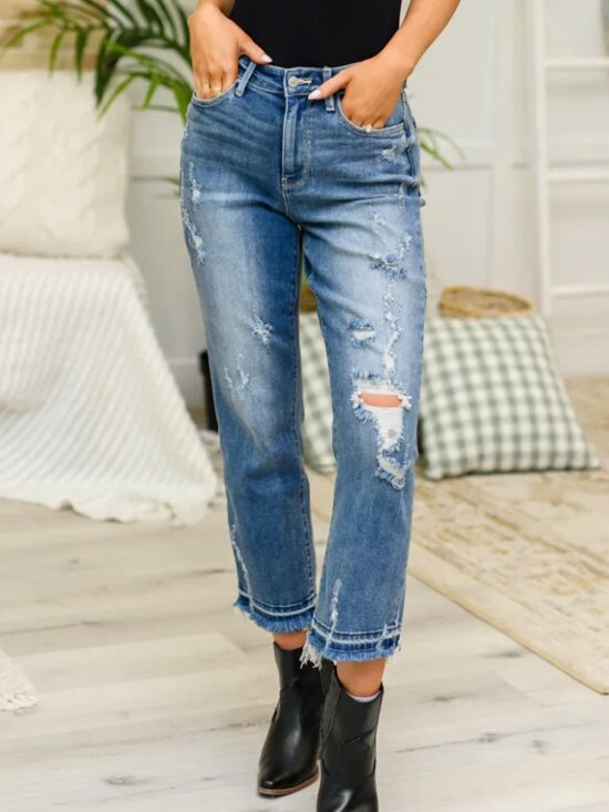 Judy Blue Denim - JUDY BLUE Harley Relaxed Fit Ankle Jeans | Size: 0/24